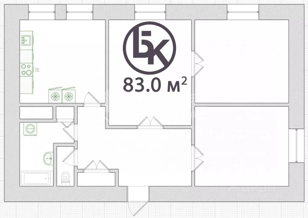 3-к кв. Новосибирская область, Новосибирск ул. Котовского, 11 (83.4 м) - Фото 2