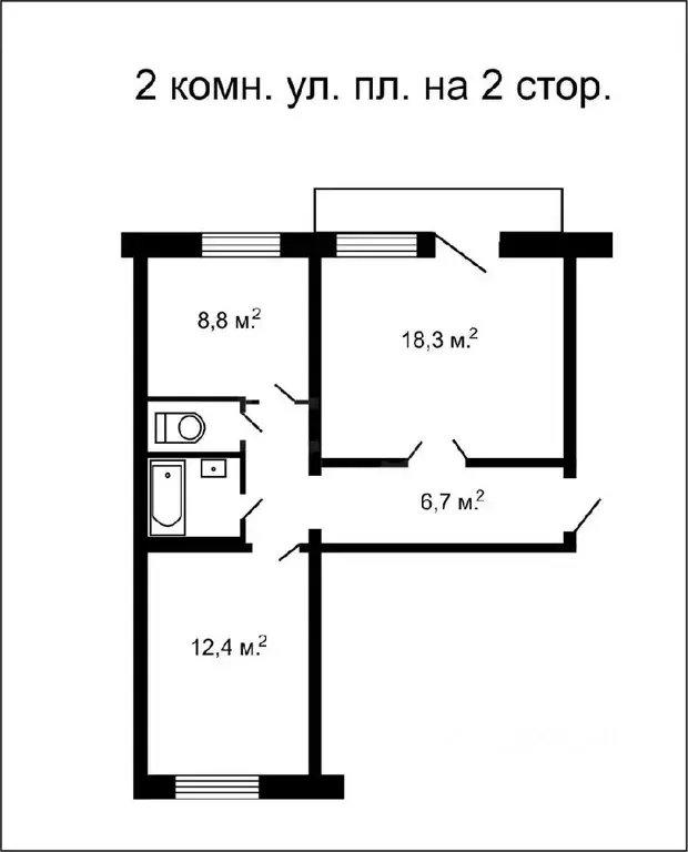 2-к кв. Башкортостан, Стерлитамак Коммунистическая ул., 80 (60.0 м) - Фото 1