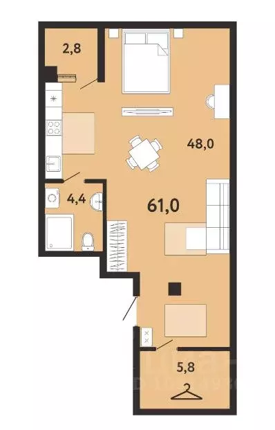 1-к кв. Крым, Ялта ул. Киевская, 44 (61.0 м) - Фото 0