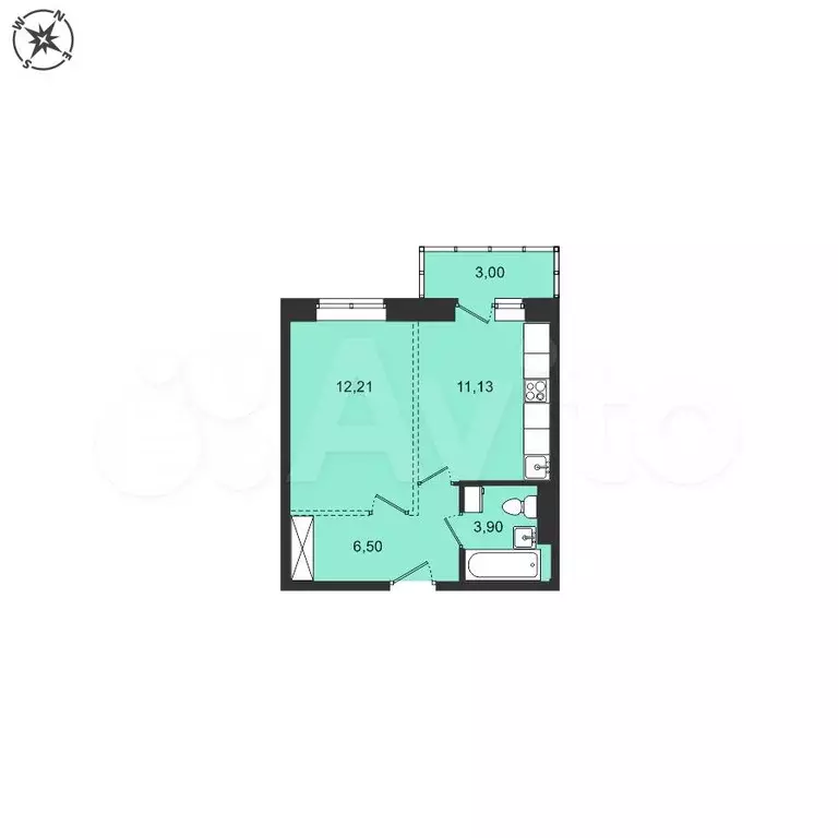 1-к. квартира, 36,7 м, 3/5 эт. - Фото 0