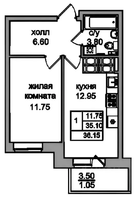 1-к кв. Санкт-Петербург пос. Парголово, проезд Толубеевский, 38к3 ... - Фото 1