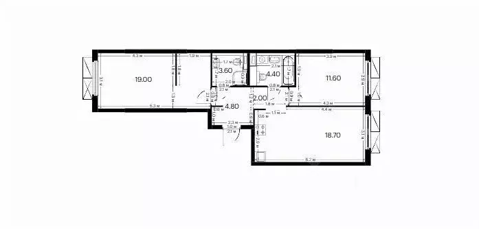 2-к кв. Татарстан, Казань ул. Зирекле, 9Ак2 (63.7 м) - Фото 2