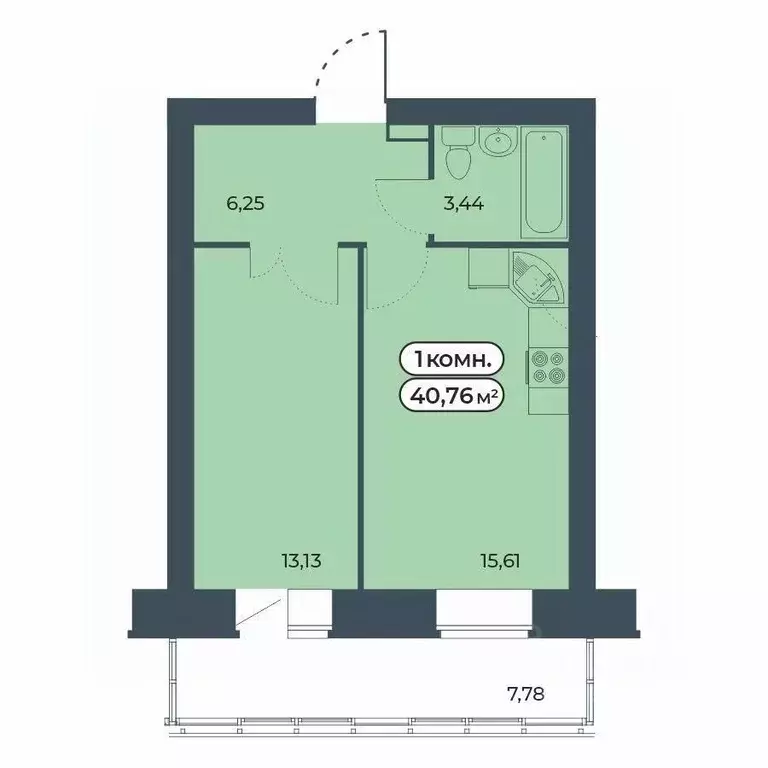 1-к кв. Красноярский край, Красноярск ул. Светлова, 25/1 (40.76 м) - Фото 1