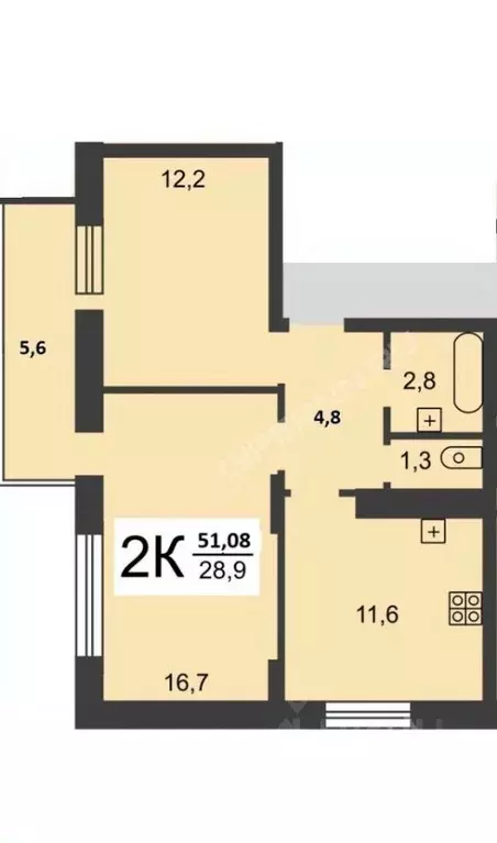 2-к кв. Нижегородская область, Нижний Новгород ул. Цветочная, 13к1 ... - Фото 2