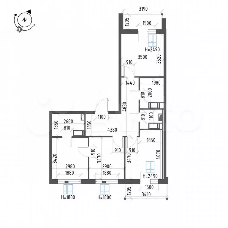 3-к. квартира, 70,9 м, 6/12 эт. - Фото 1