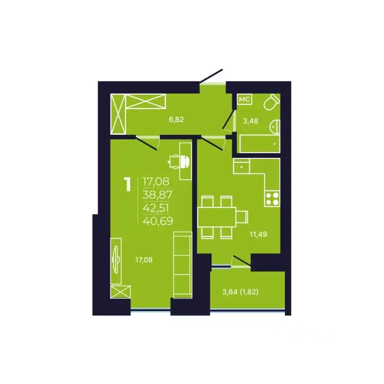 1-к кв. Башкортостан, Уфа ул. Михаила Зайцева, 8 (39.9 м) - Фото 1