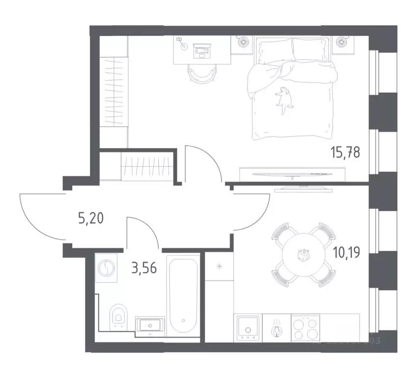 1-к кв. Татарстан, Казань Зилант Премьер жилой комплекс (34.73 м) - Фото 1