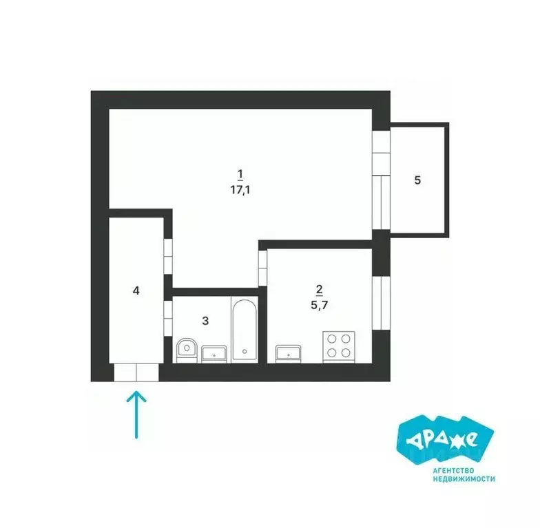 Квартира, 1 комната, 29.6 м - Фото 0