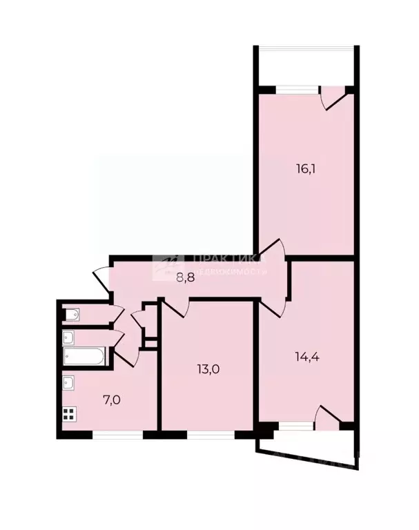 3-к кв. Москва Мичуринский просп., 38 (62.8 м) - Фото 2