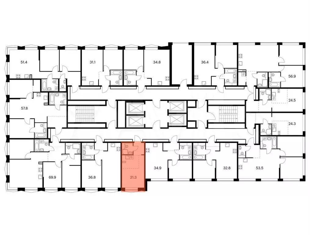 Квартира-студия, 21,3 м, 24/32 эт. - Фото 1