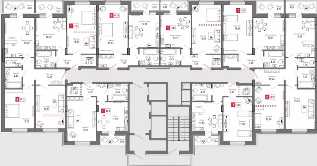 1-к кв. Тверская область, Тверь Оснабрюкская ул., 22к1 (47.26 м) - Фото 2