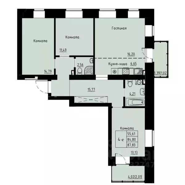 4-к кв. Красноярский край, Красноярск ул. Елены Стасовой, 82 (85.0 м) - Фото 1