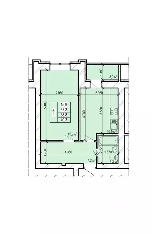 1-к кв. Саратовская область, Энгельс Новобазарная ул., 4 (40.3 м) - Фото 1