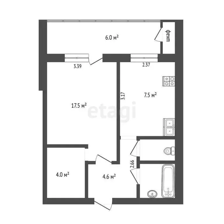 1-комнатная квартира: Тюмень, Боровская улица, 8 (34.4 м) - Фото 0