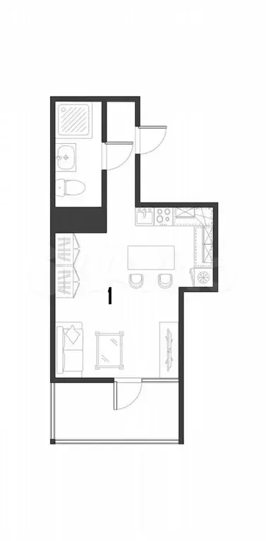 Квартира-студия, 23 м, 2/20 эт. - Фото 0