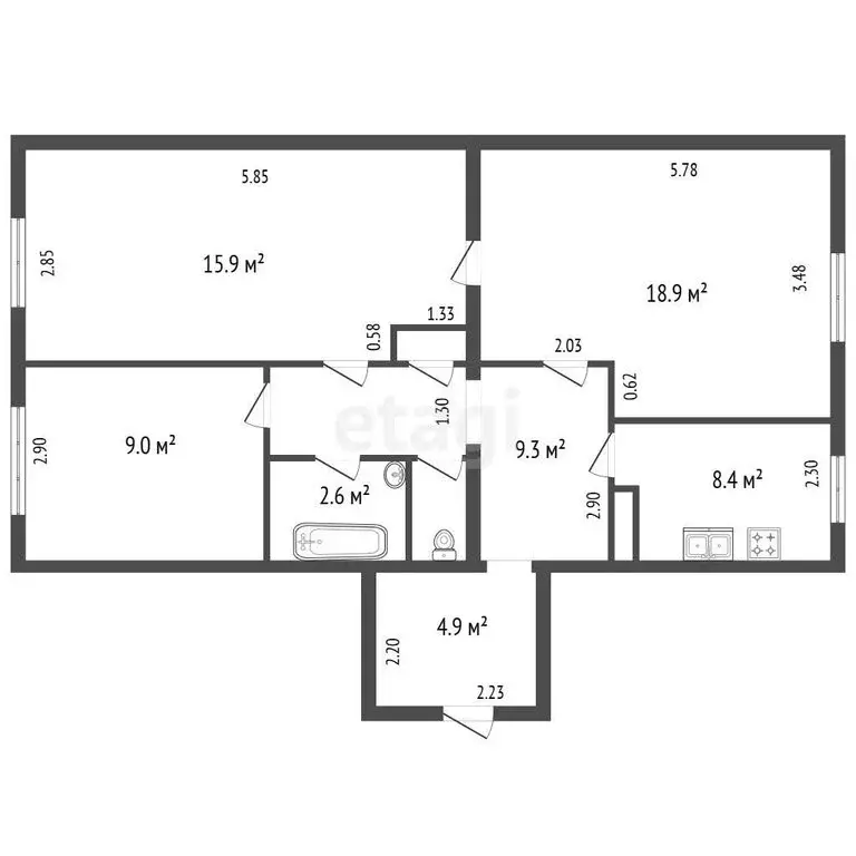 3-комнатная квартира: Санкт-Петербург, Наличная улица, 40к2 (70.2 м) - Фото 1