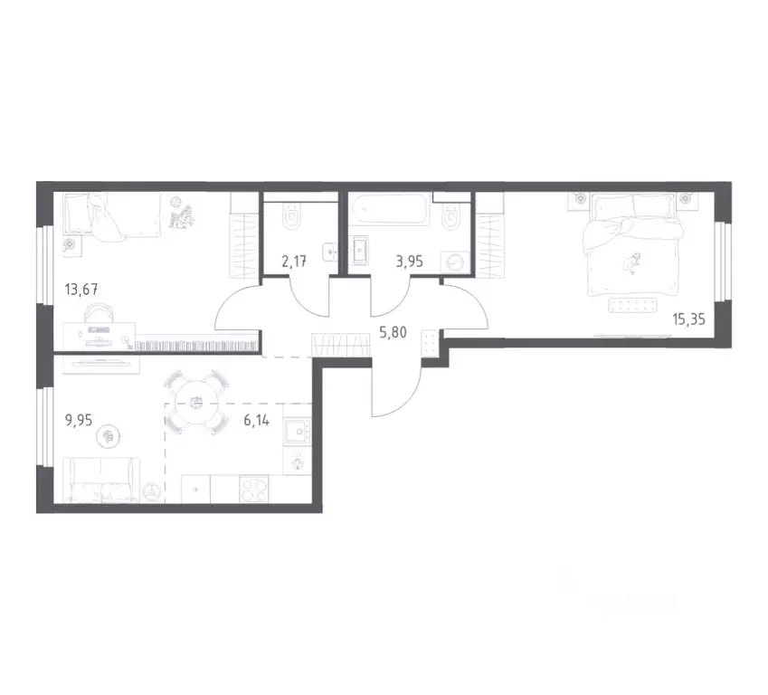 2-к кв. Башкортостан, Уфа ул. Минигали Губайдуллина, 8к9 (57.03 м) - Фото 0