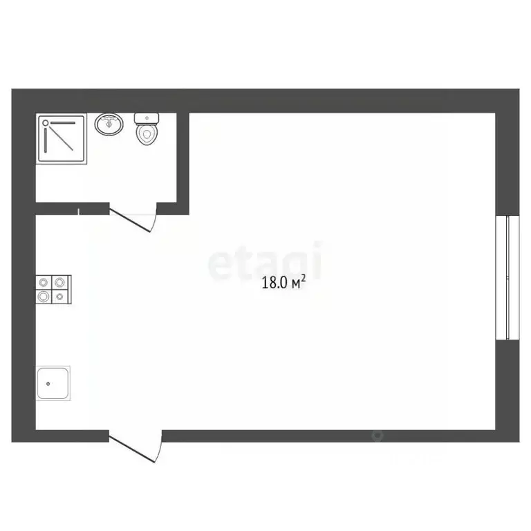 Студия Тюменская область, Тюмень ул. Республики, 212 (18.0 м) - Фото 2