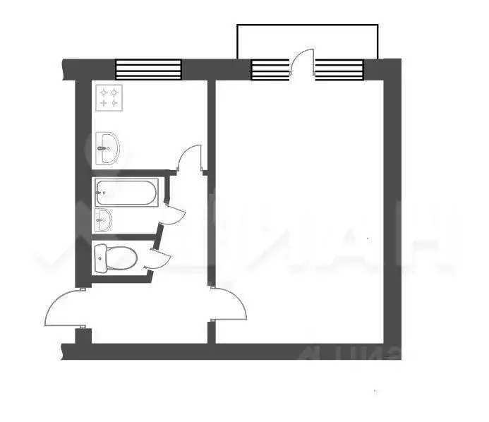 1-к кв. Татарстан, Зеленодольск ул. Комарова, 25 (32.2 м) - Фото 1