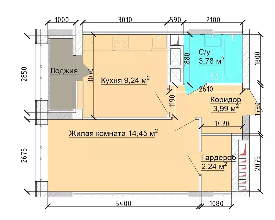1-к кв. Кемеровская область, Кемерово ул. 1-я Линия, 24 (35.79 м) - Фото 1