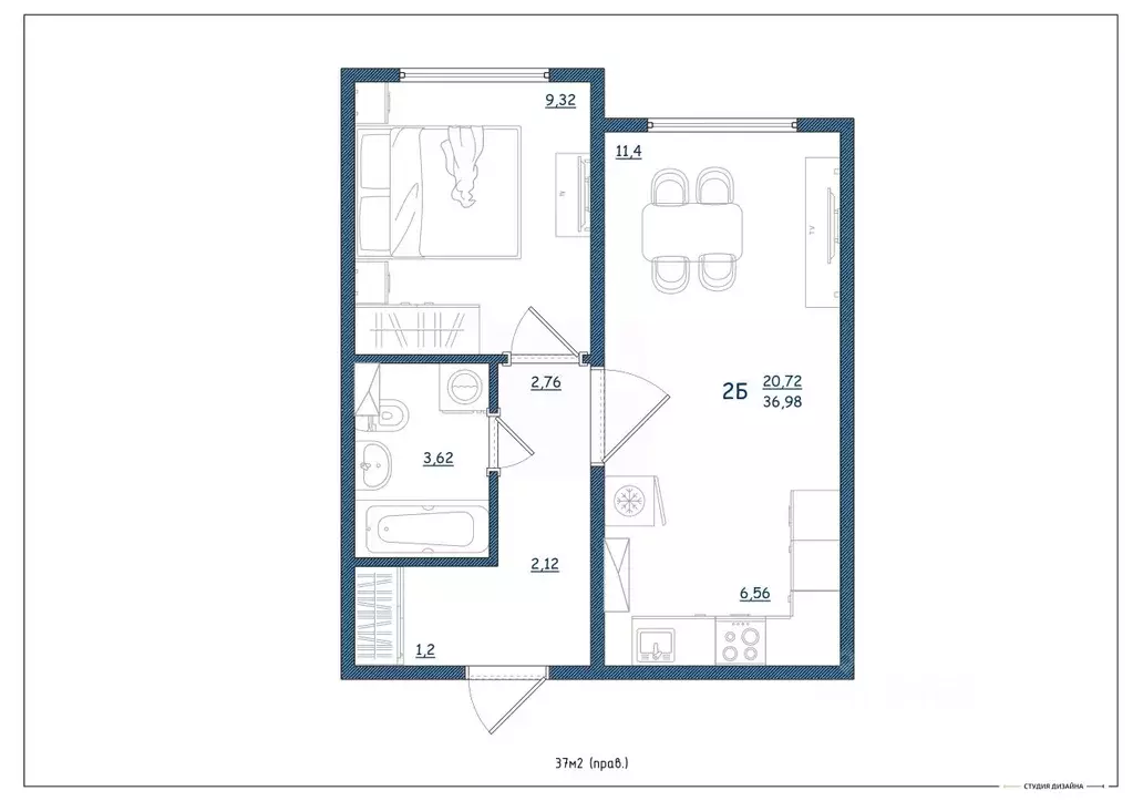 2-к кв. Тверская область, Тверь ул. Левитана, 93А (37.0 м) - Фото 2