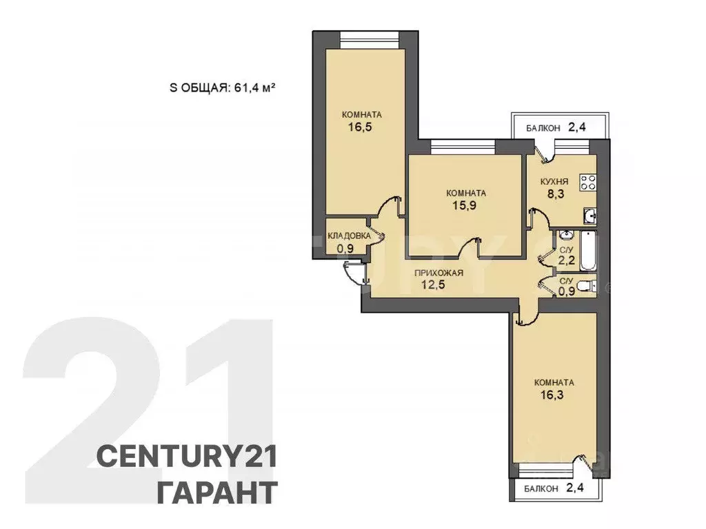 3-к кв. Санкт-Петербург просп. Маршала Блюхера, 14 (73.1 м) - Фото 0