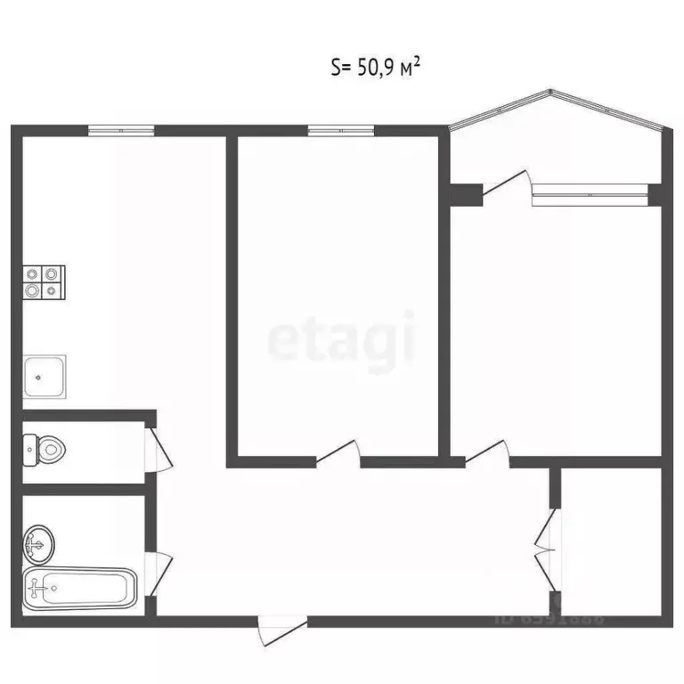 2-к кв. Тульская область, Тула ул. Степанова, 35 (50.4 м) - Фото 2