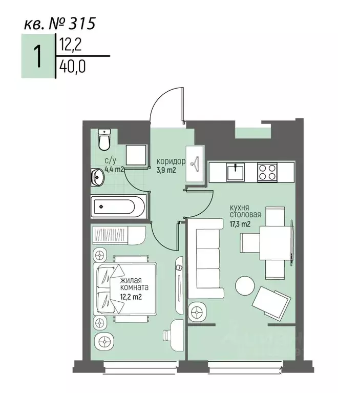 1-к кв. Нижегородская область, Нижний Новгород Спортивный мкр, ... - Фото 1