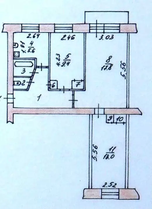 3-к. квартира, 57,4 м, 5/5 эт. - Фото 0