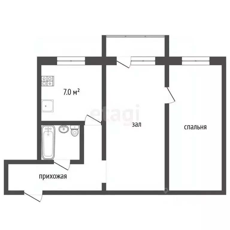 2-к кв. Псковская область, Печоры Заводская ул., 2б (45.7 м) - Фото 1