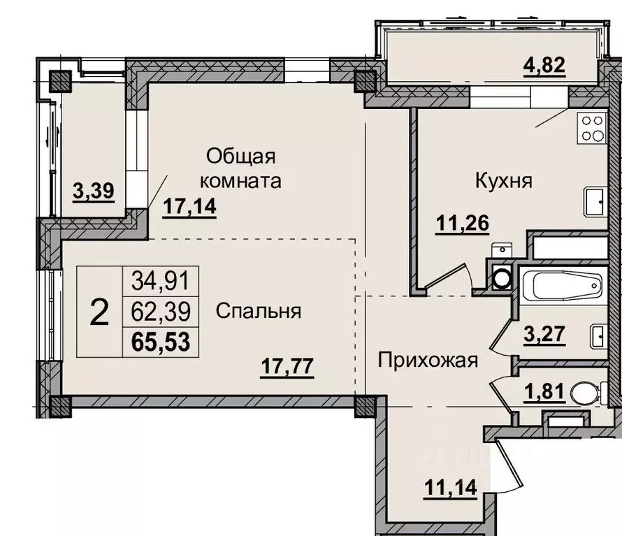 2-к кв. Саха (Якутия), Якутск просп. Михаила Николаева, 31/5 (65.52 м) - Фото 0