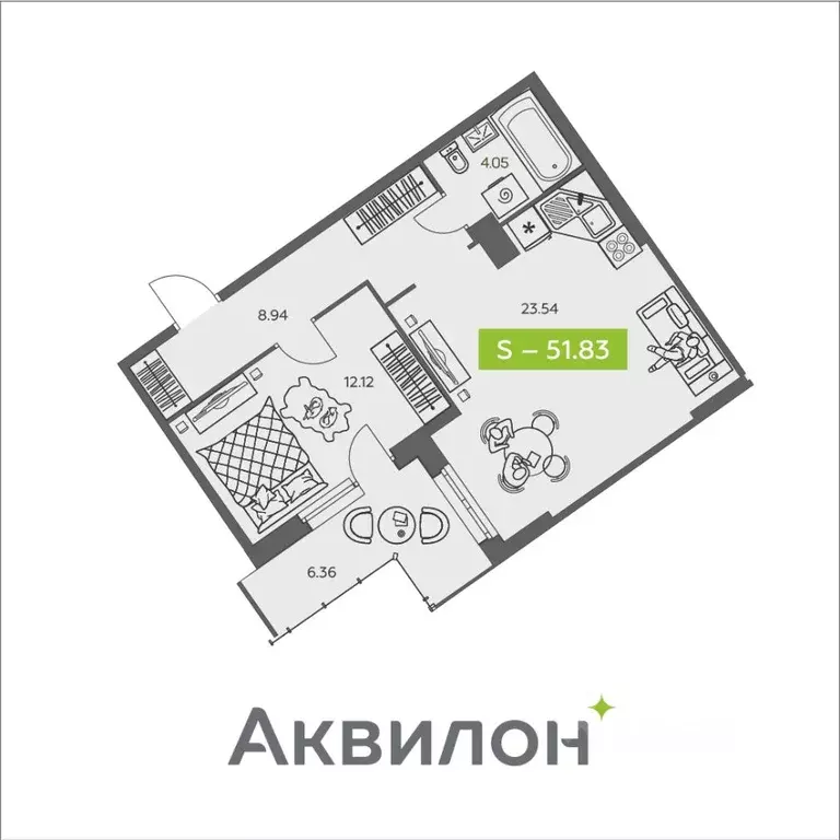 1-к кв. Архангельская область, Архангельск ул. Валявкина, 38 (51.83 м) - Фото 1