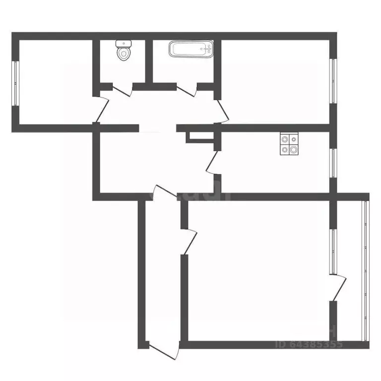 3-к кв. Алтайский край, Барнаул ул. Шумакова, 35 (66.5 м) - Фото 2