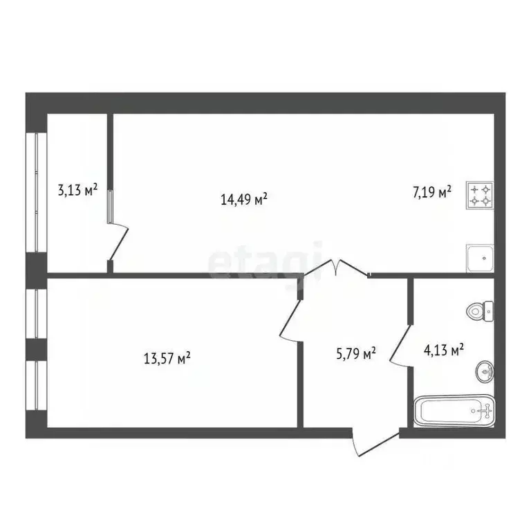 2-к кв. Башкортостан, Уфа ул. Ивана Спатара, 18 (46.73 м) - Фото 1