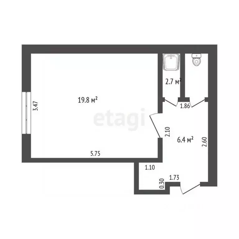 1-к кв. Башкортостан, Стерлитамак ул. Гоголя, 145 (28.9 м) - Фото 2