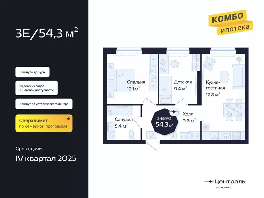 2-к кв. Тюменская область, Тюмень Новгородская ул., 20 (54.3 м) - Фото 0