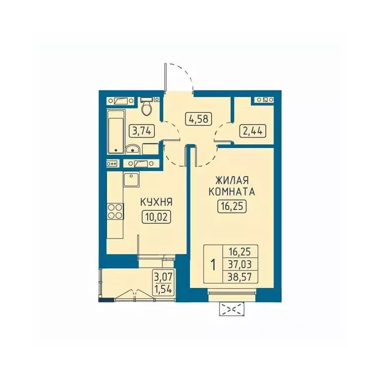 1-к кв. Красноярский край, Красноярск Свободный просп. (38.57 м) - Фото 1