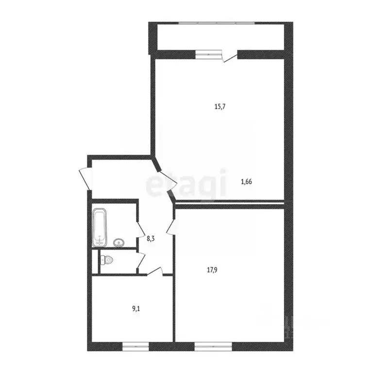 2-к кв. Белгородская область, Белгород ул. Виктора Лосева, 17 (55.1 м) - Фото 1