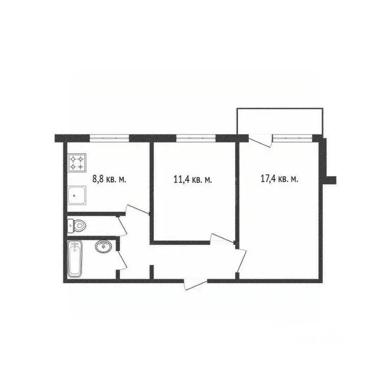 2-к кв. Белгородская область, Белгород ул. Щорса, 50 (50.9 м) - Фото 2