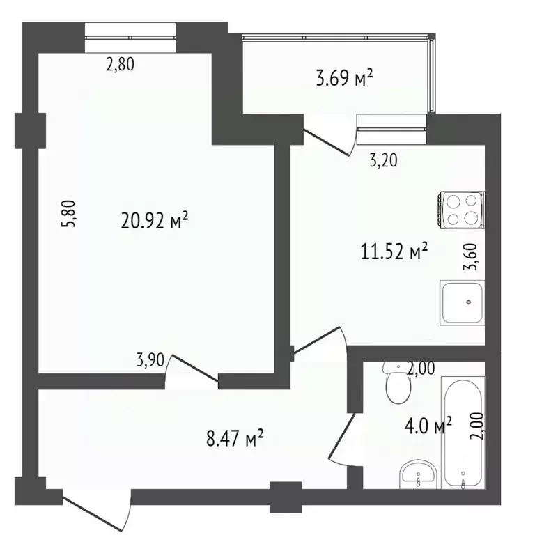 1-к кв. Севастополь ул. Челюскинцев, 57/2 (45.3 м) - Фото 2