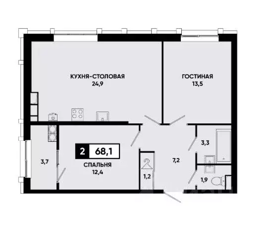 2-к кв. Ставропольский край, Ставрополь ул. Николая Голодникова, 7 ... - Фото 1