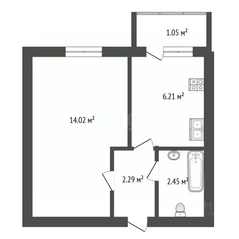 1-к кв. Тамбовская область, Тамбовский муниципальный округ, д. Крутые ... - Фото 2