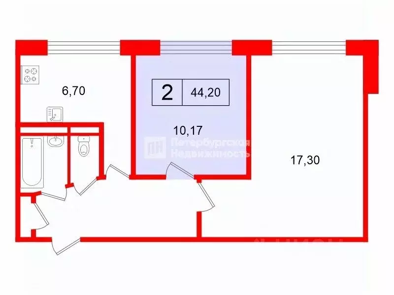 Комната Санкт-Петербург просп. Солидарности, 7К1 (10.2 м) - Фото 2