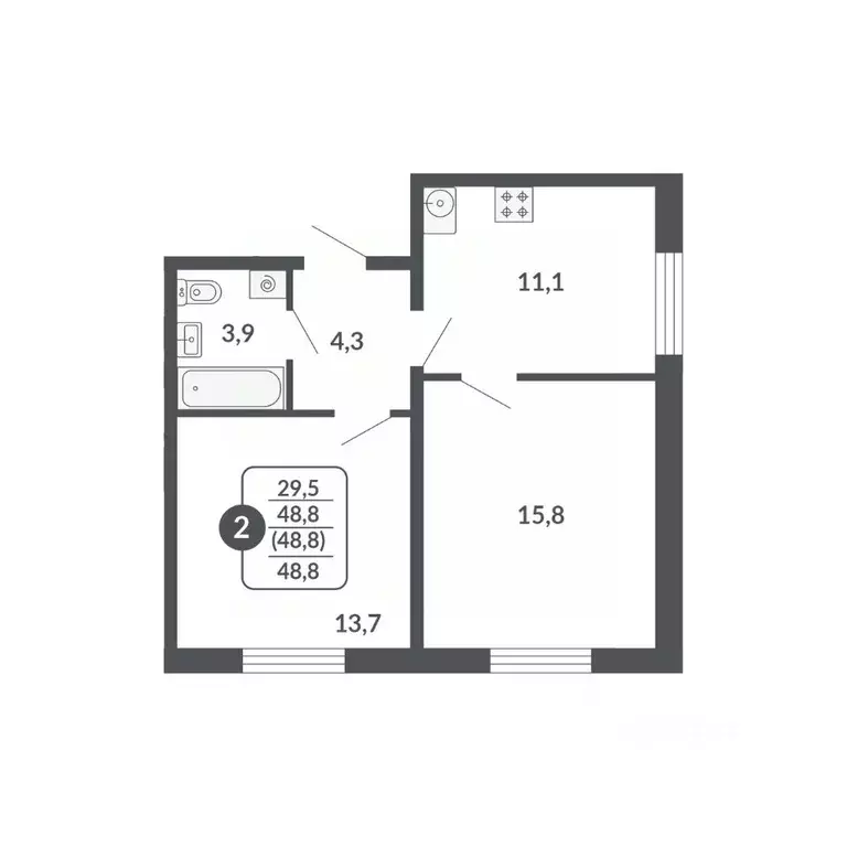 2-к кв. Кировская область, Киров  (48.8 м) - Фото 1