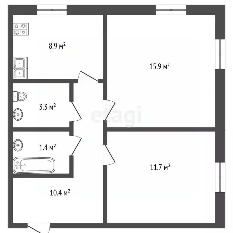 2-к кв. Тюменская область, Тюмень ул. Дмитрия Менделеева, 2 (51.6 м) - Фото 2