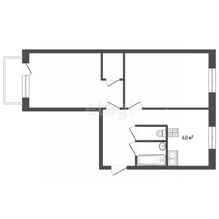 2-к кв. Московская область, Клин городской округ, пос. Чайковского 12 ... - Фото 2