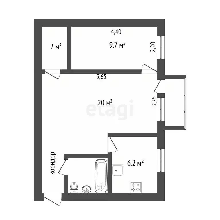 2-комнатная квартира: Петропавловск-Камчатский, улица Труда, 25 (44.1 ... - Фото 1