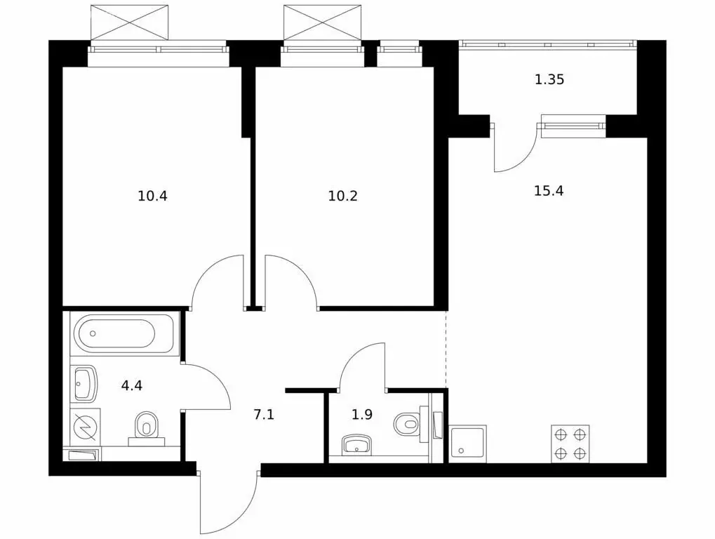 2-комнатная квартира: Тюмень, Полевая улица, 117к4 (50.75 м) - Фото 0