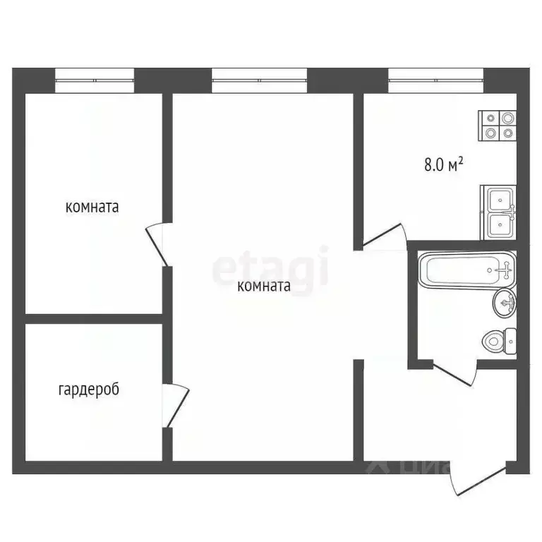 2-к кв. Тюменская область, Тюменский муниципальный округ, Боровский рп ... - Фото 2