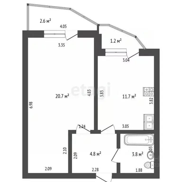 1-к кв. Башкортостан, Стерлитамак ул. 7 Ноября, 101 (43.04 м) - Фото 2